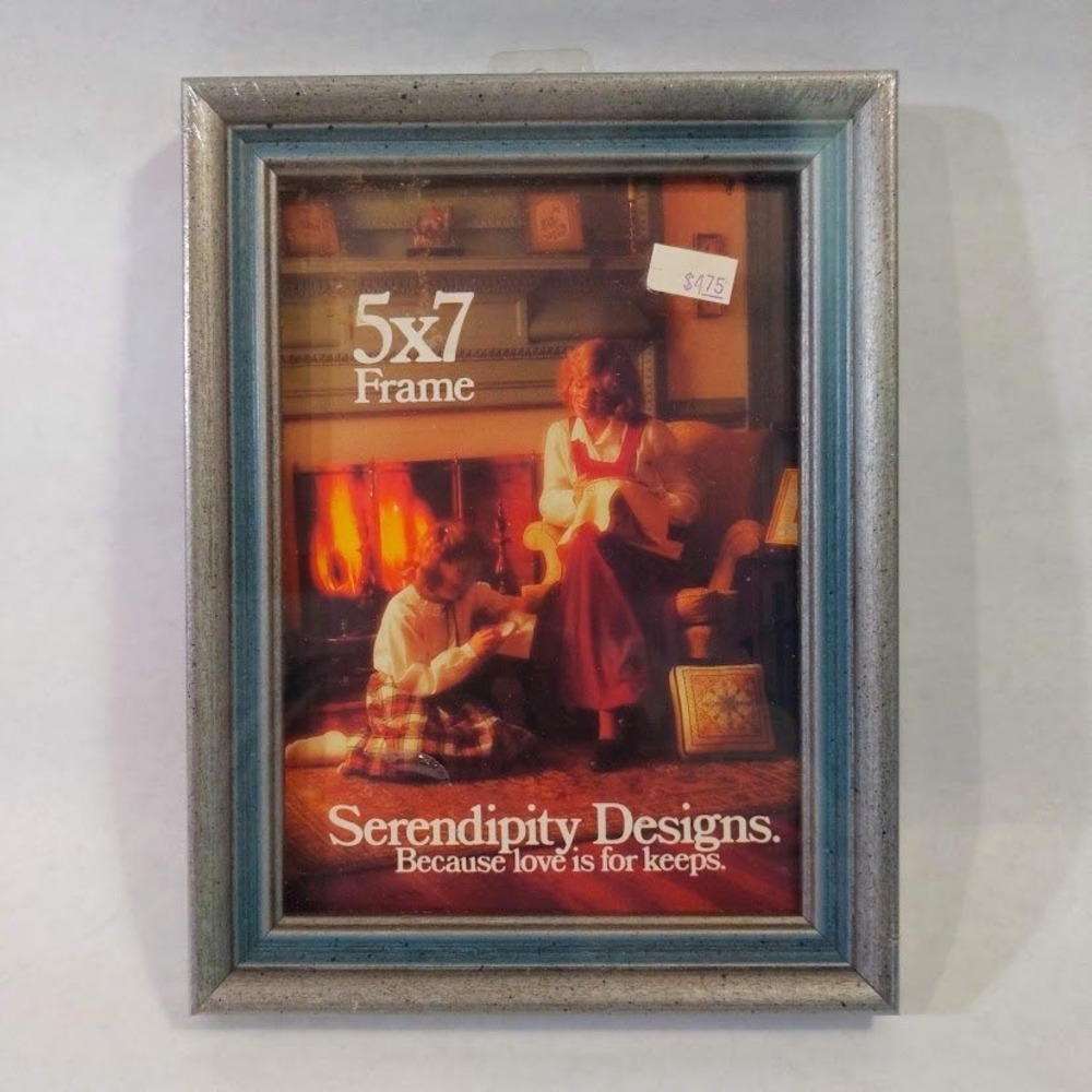 Vtg Serendipity Designs 5x7 Picture Needlepoint Frame Silver Blue Metallic NOS